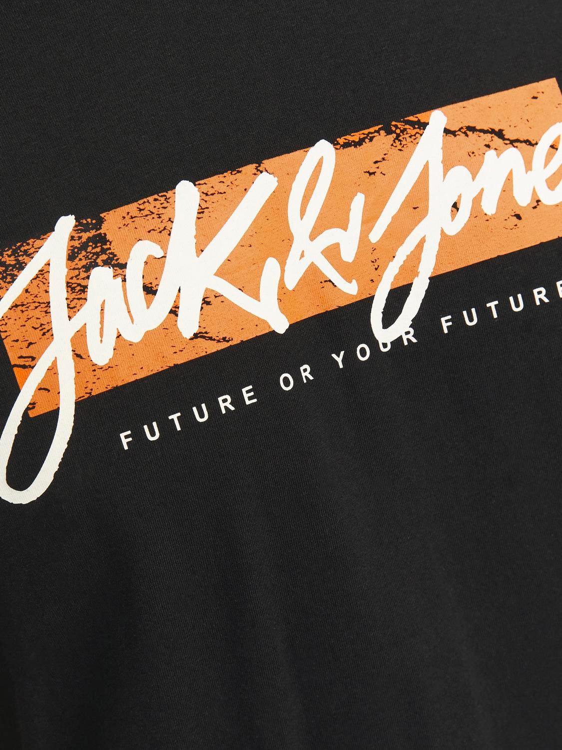 Jack & Jones Logo Kruhový výstřih Tričko -Black - 12256774