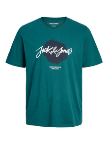 Jack & Jones Logo Kruhový výstřih Tričko -Deep Teal - 12256774