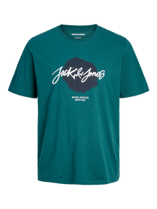 Jack & Jones Logo Pyöreä pääntie T-paita -Deep Teal - 12256774