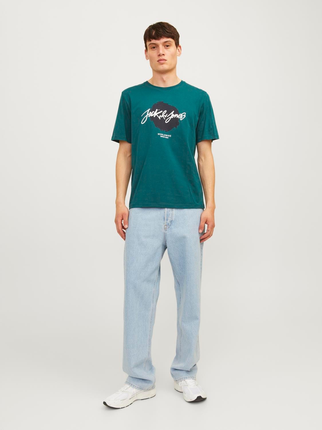 Jack & Jones Logo Crew neck T-shirt -Deep Teal - 12256774