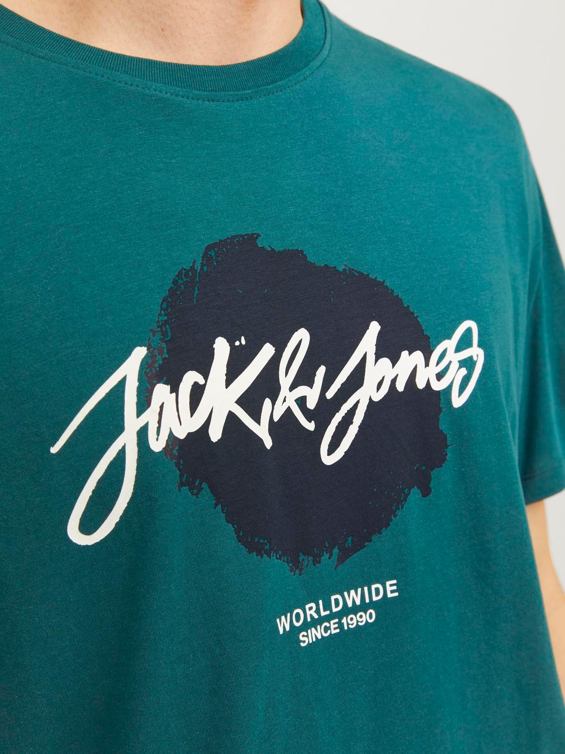 Jack & Jones Logo Crew neck T-shirt -Deep Teal - 12256774