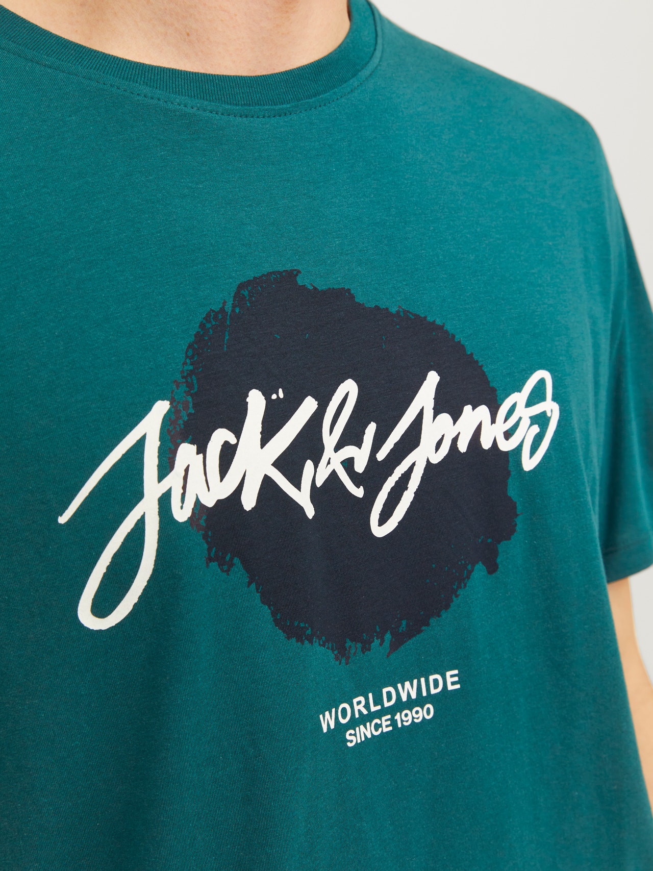 Jack & Jones Logotipas Apskritas kaklas Marškinėliai -Deep Teal - 12256774