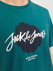 Jack & Jones Logo Ümmargune kaelus T-särk -Deep Teal - 12256774