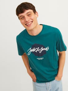 Jack & Jones Logotipas Apskritas kaklas Marškinėliai -Deep Teal - 12256774