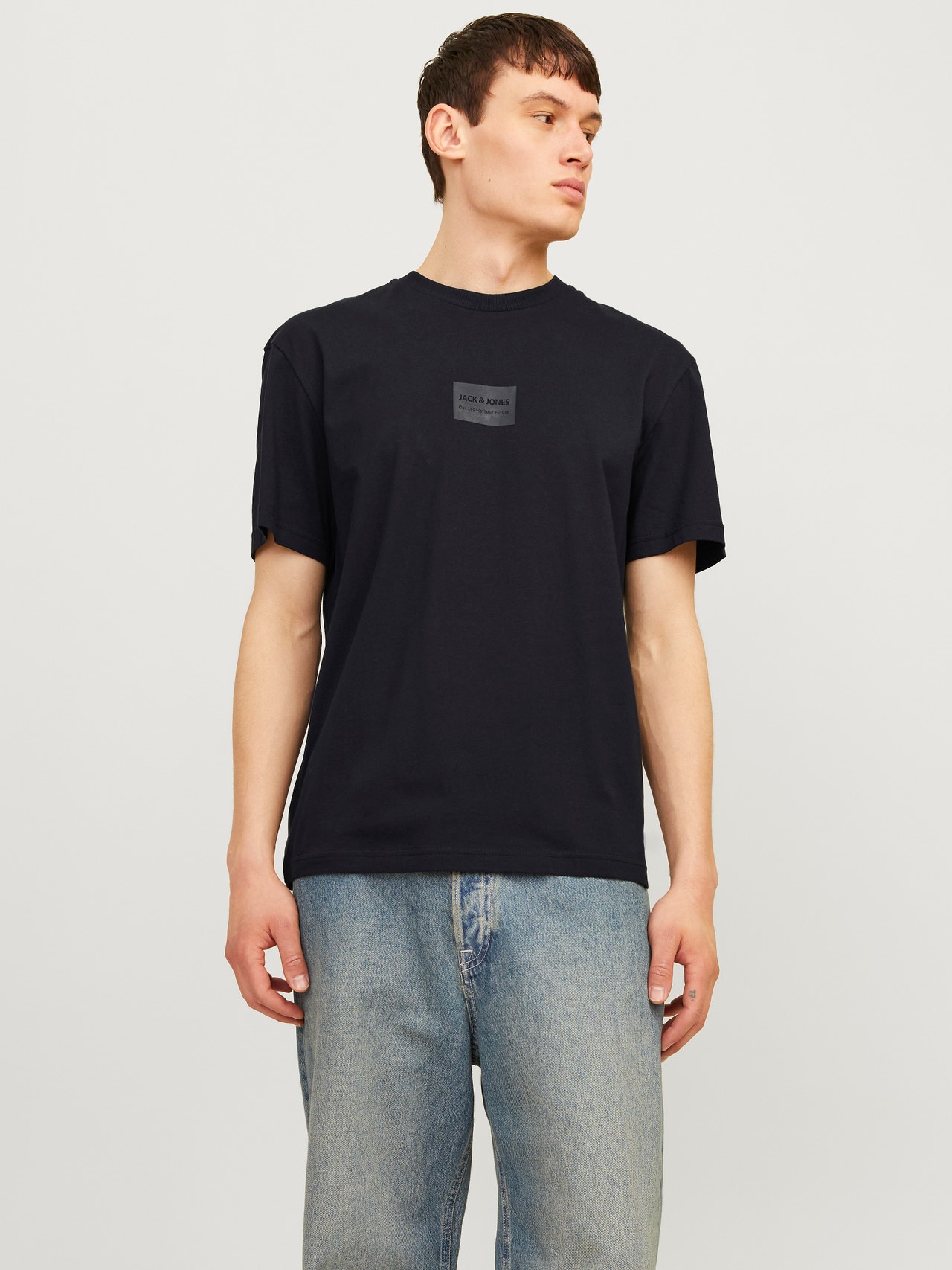 Jack & Jones Nadruk Okrągły dekolt T-shirt -Black - 12256801