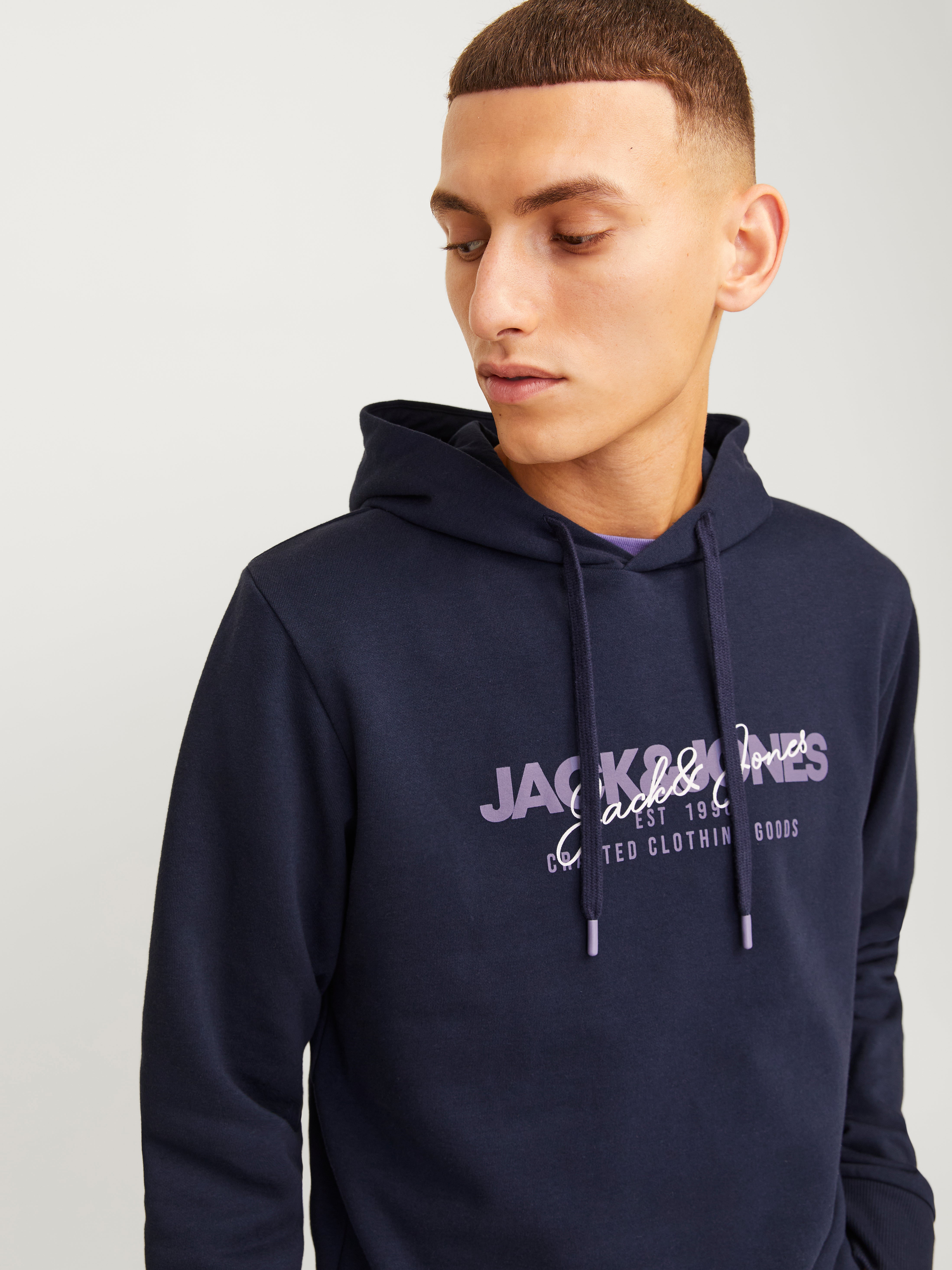 Felpa con cappuccio Con logo Blu scuro Jack Jones