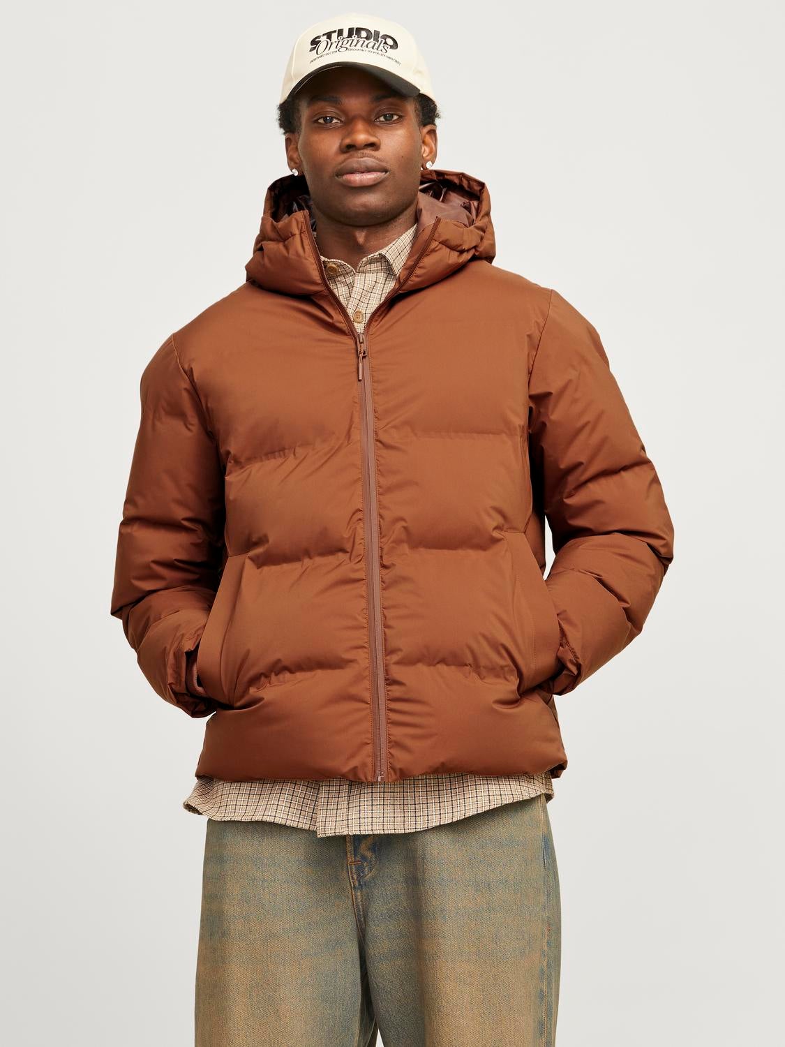 Orange puffer coat on sale