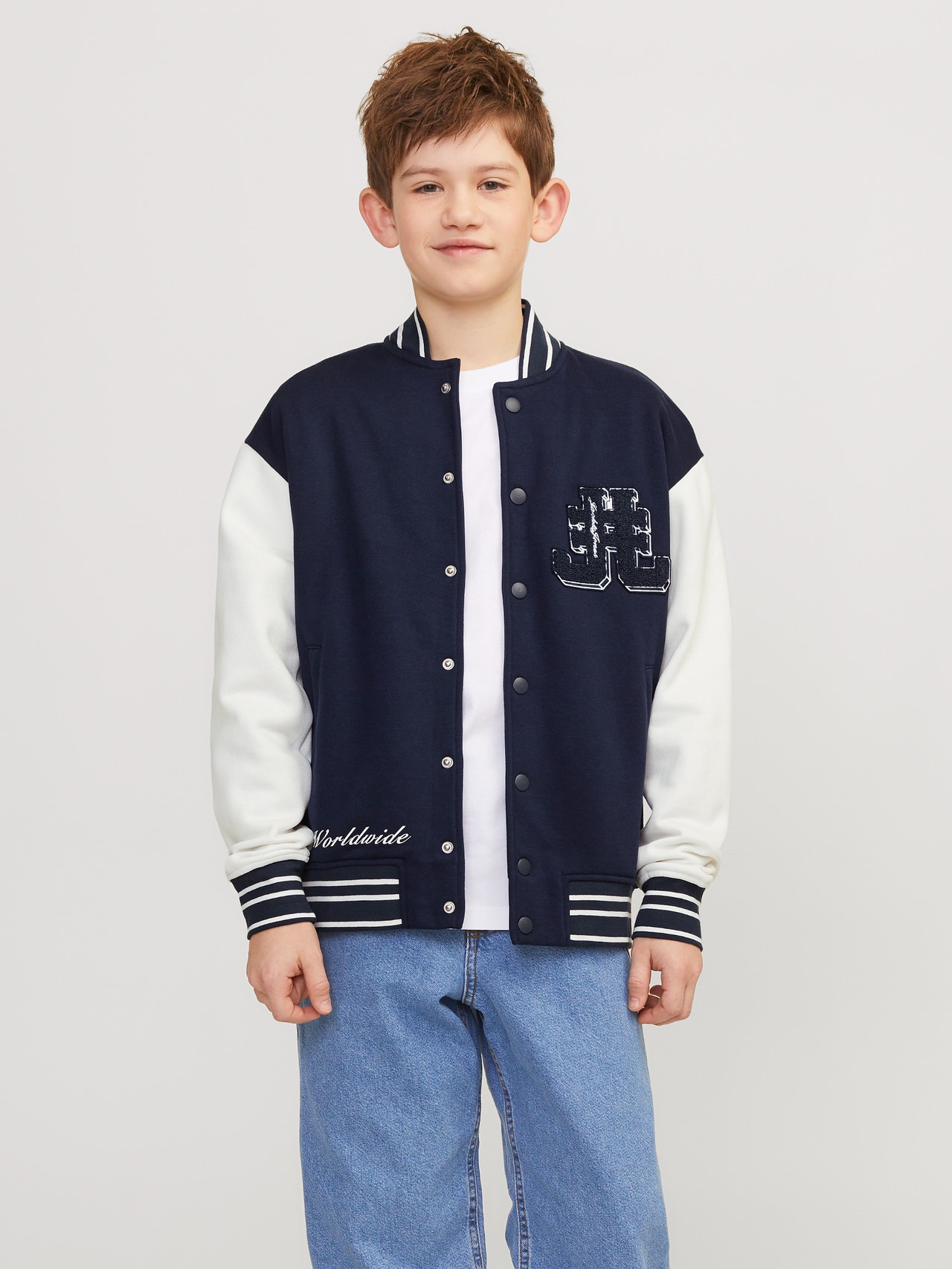 Jack & Jones Spausdintas raštas Apatinis prakaituojantis megztinis Mini -Navy Blazer - 12256889