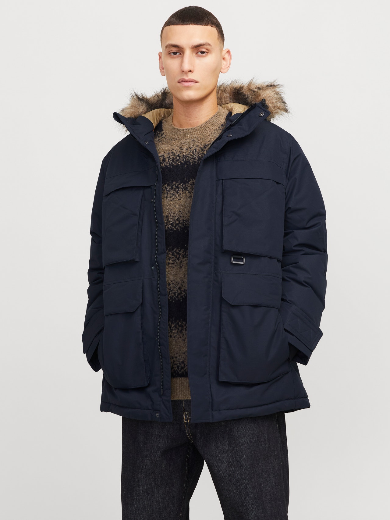 Parka Homme JACK & JONES - Parka Classique Avec Capuche Amovible Et Fausse Fourrure