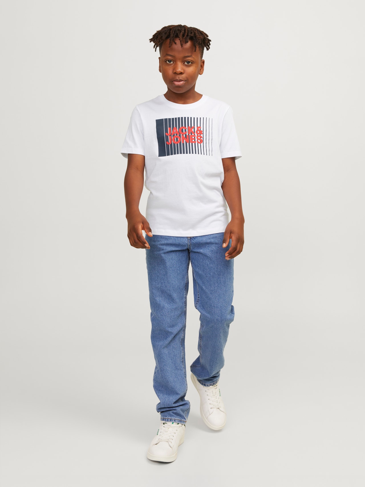 Jack & Jones 2-pakning Trykk T-skjorte For gutter -White - 12256894