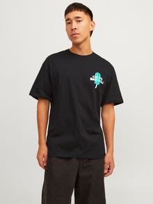 Jack & Jones Nyomott mintás Környak Trikó -Black - 12256926