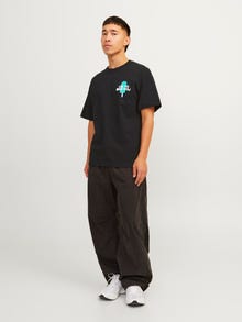 Jack & Jones Nyomott mintás Környak Trikó -Black - 12256926