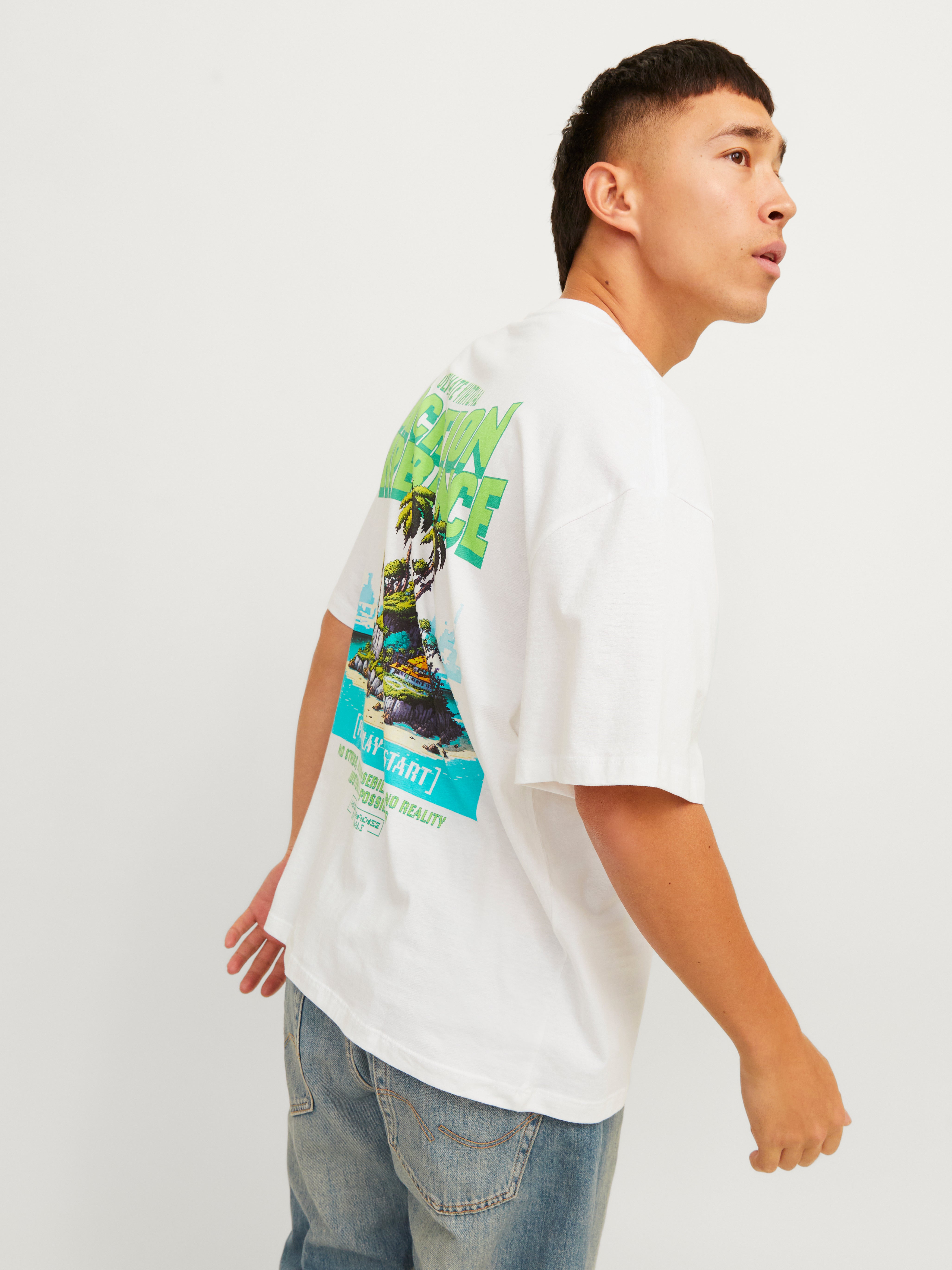 Jack & Jones Printed Crew neck T-shirt -Bright White - 12256928