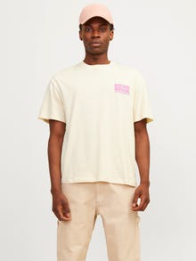 Jack & Jones Nyomott mintás Környak Trikó -Buttercream - 12256928