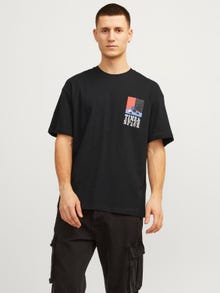 Jack & Jones T-shirt Estampar Decote Redondo -Black - 12256930