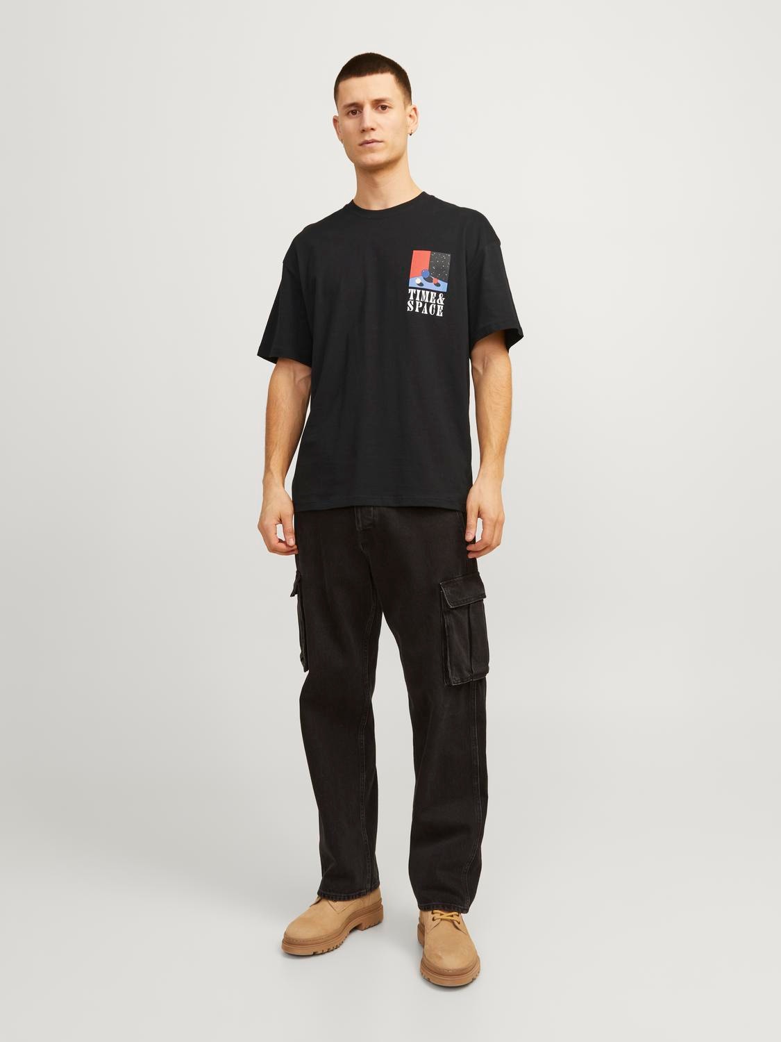 Jack & Jones T-shirt Estampar Decote Redondo -Black - 12256930