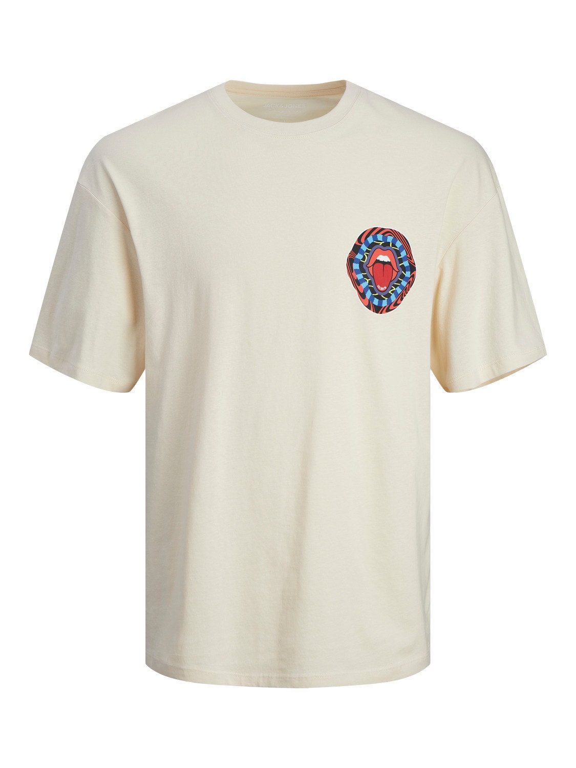 Jack & Jones Gedrukt Ronde hals T-shirt -Buttercream - 12256930