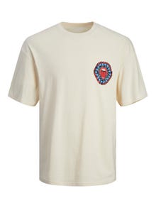 Jack & Jones T-shirt Estampar Decote Redondo -Buttercream - 12256930
