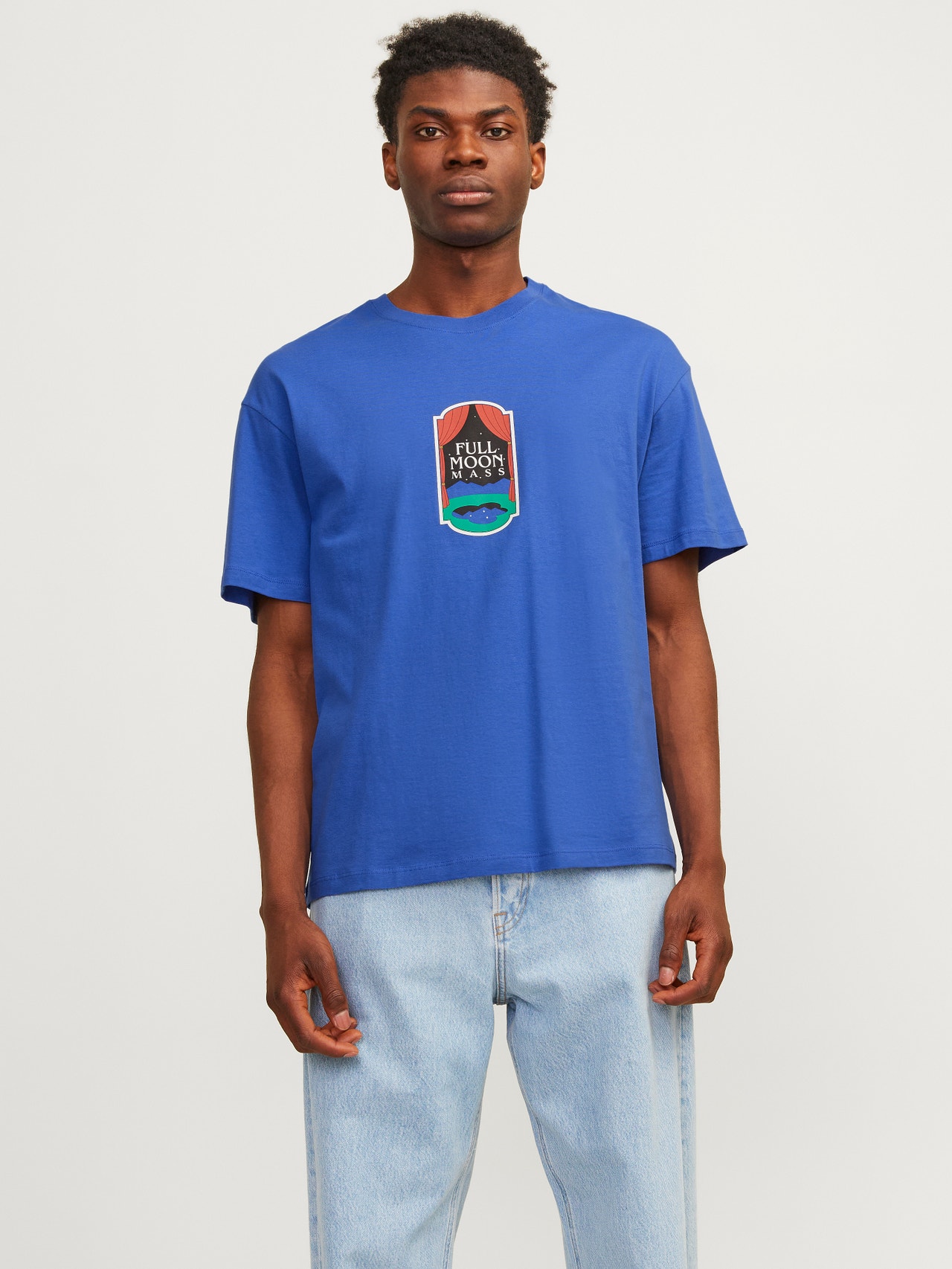 Jack & Jones Bedrukt Ronde hals T-shirt -Dazzling Blue - 12256930