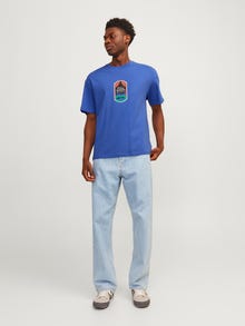 Jack & Jones Printet Crew neck T-shirt -Dazzling Blue - 12256930