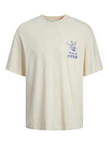 Jack & Jones Painettu Pyöreä pääntie T-paita -Buttercream - 12256932