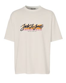 Jack & Jones Trykk T-skjorte For gutter -Buttercream - 12256938