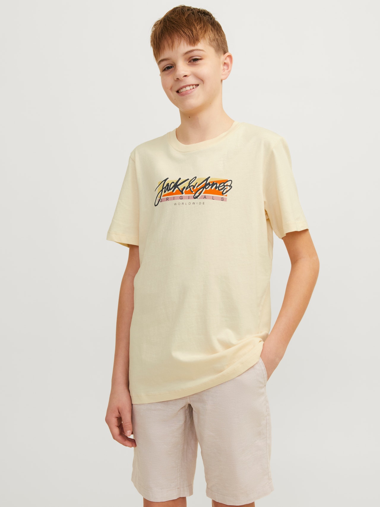 Jack & Jones Printed T-shirt For boys -Buttercream - 12256938