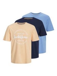 Jack & Jones Paquete de 3 T-shirt Estampar Decote Redondo -Apricot - 12256943