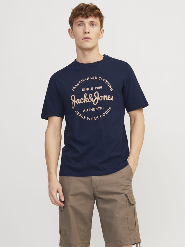 Jack & Jones Paquete de 3 T-shirt Estampar Decote Redondo - 12256943