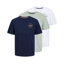 Jack & Jones Plus Size 3-pack Bedrukt T-shirt -White - 12256944