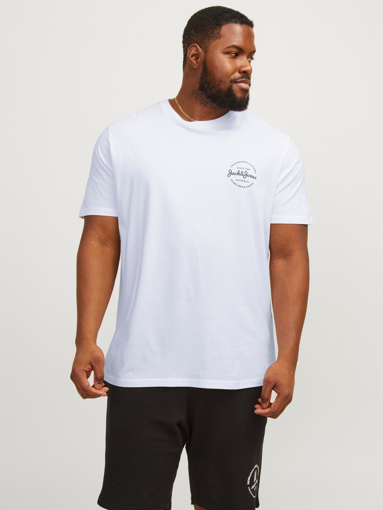 Jack & Jones Plus Size 3-pack Bedrukt T-shirt -White - 12256944