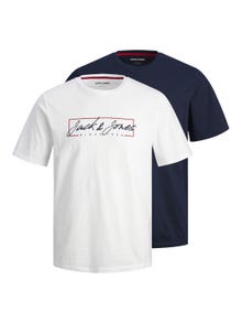 Jack & Jones 2-pack Logotyp Rundringning T-shirt -Navy Blazer - 12256956