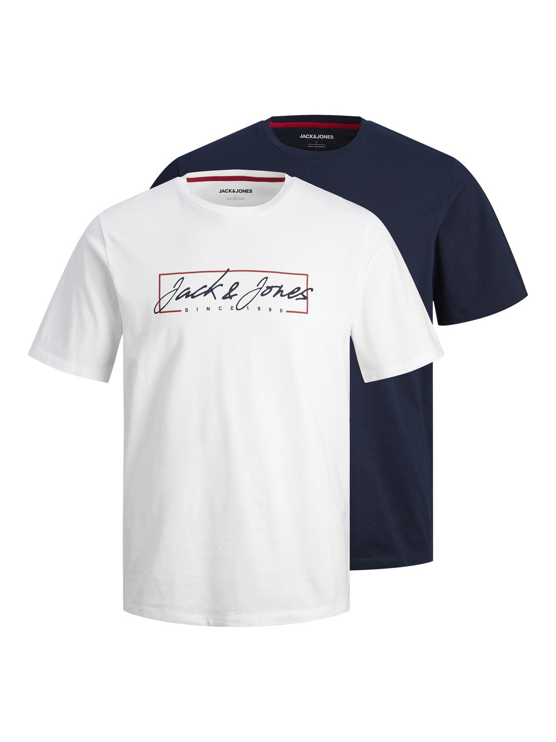 Jack & Jones 2-pakkainen Logo Pyöreä pääntie T-paita -Navy Blazer - 12256956