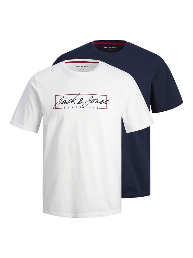 Jack & Jones 2-pak Z logo Okrągły dekolt T-shirt - 12256956