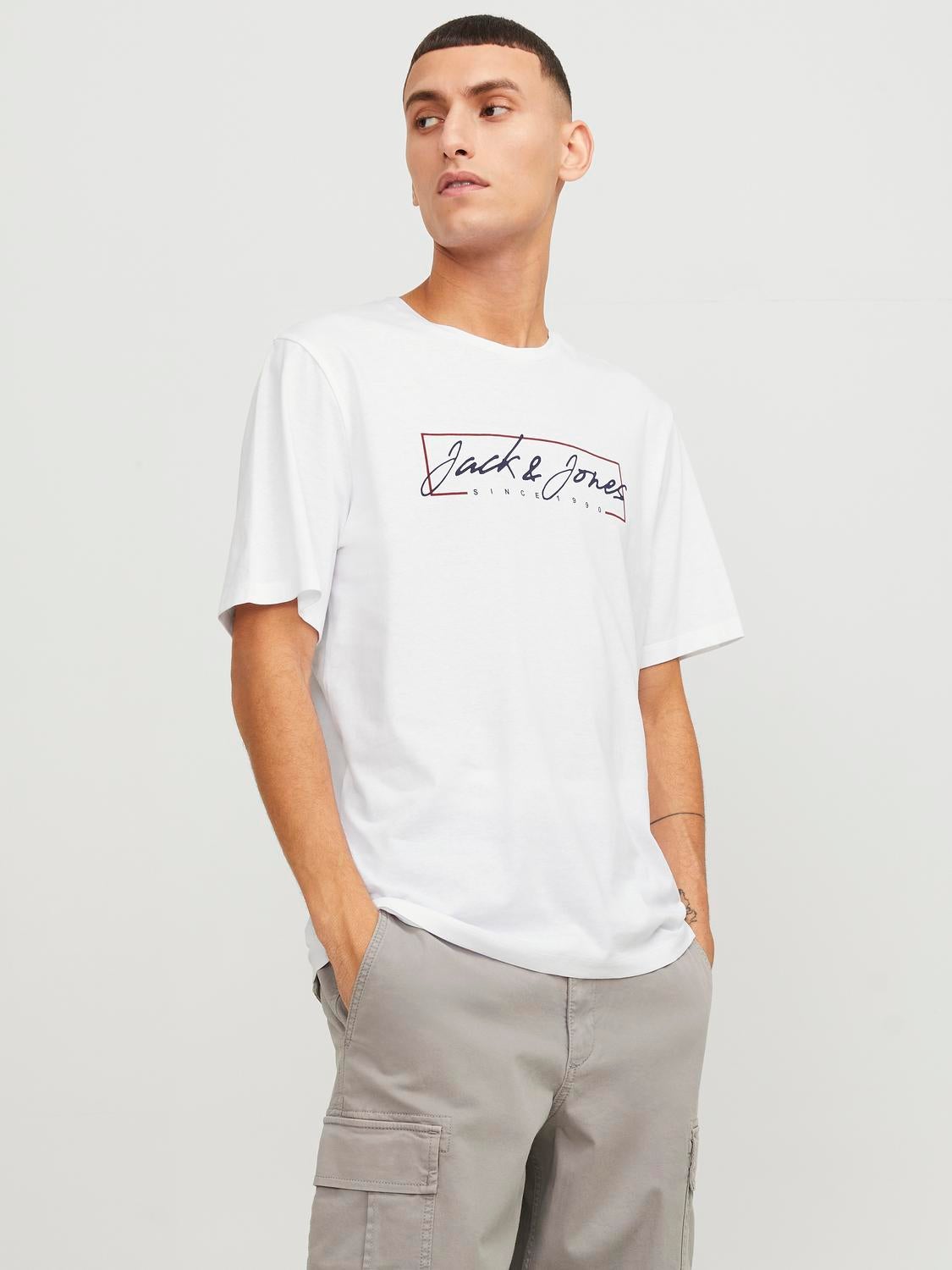 Pack De 2 T-shirt Imprimé Col Rond - Jack & Jones - Modalova