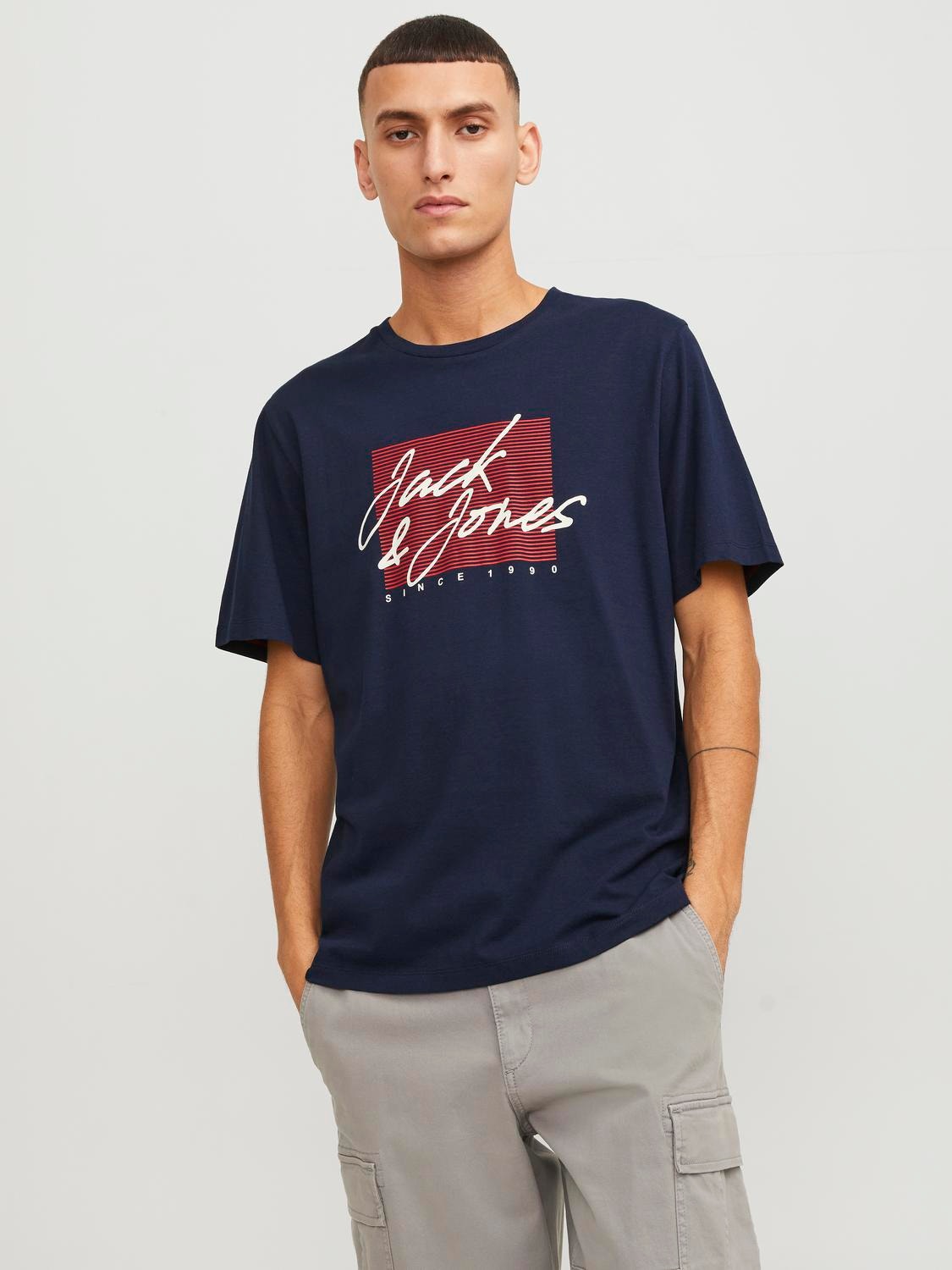 Jack & Jones Paquete de 2 Camiseta Logotipo Cuello redondo -Navy Blazer - 12256956