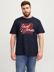 Jack & Jones Plus Size 2-pak Nadruk T-shirt -Navy Blazer - 12256958