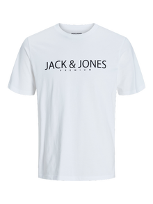 Jack & Jones Logo O-hals T-skjorte -Bright White - 12256971