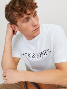 Jack & Jones Logo O-hals T-skjorte -Bright White - 12256971