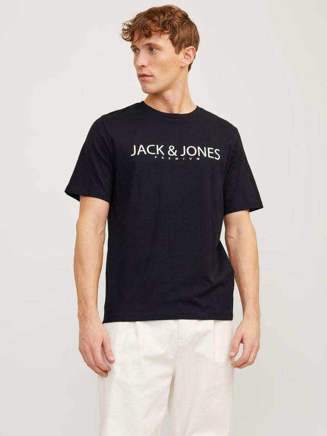 Jack & Jones Logo Ümmargune kaelus T-särk - 12256971