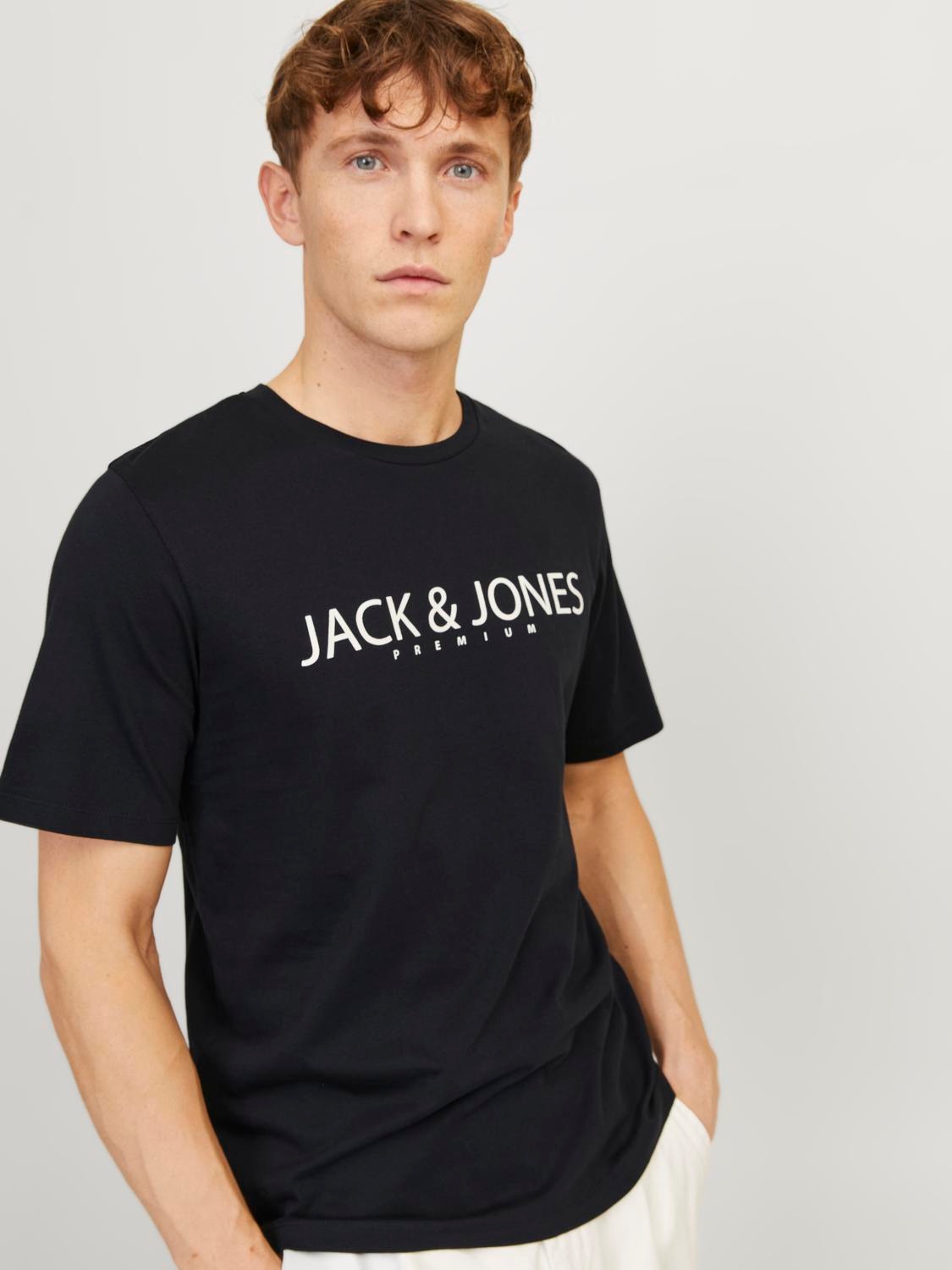 Jack & Jones Logo Kruhový výstřih Tričko -Black Onyx - 12256971