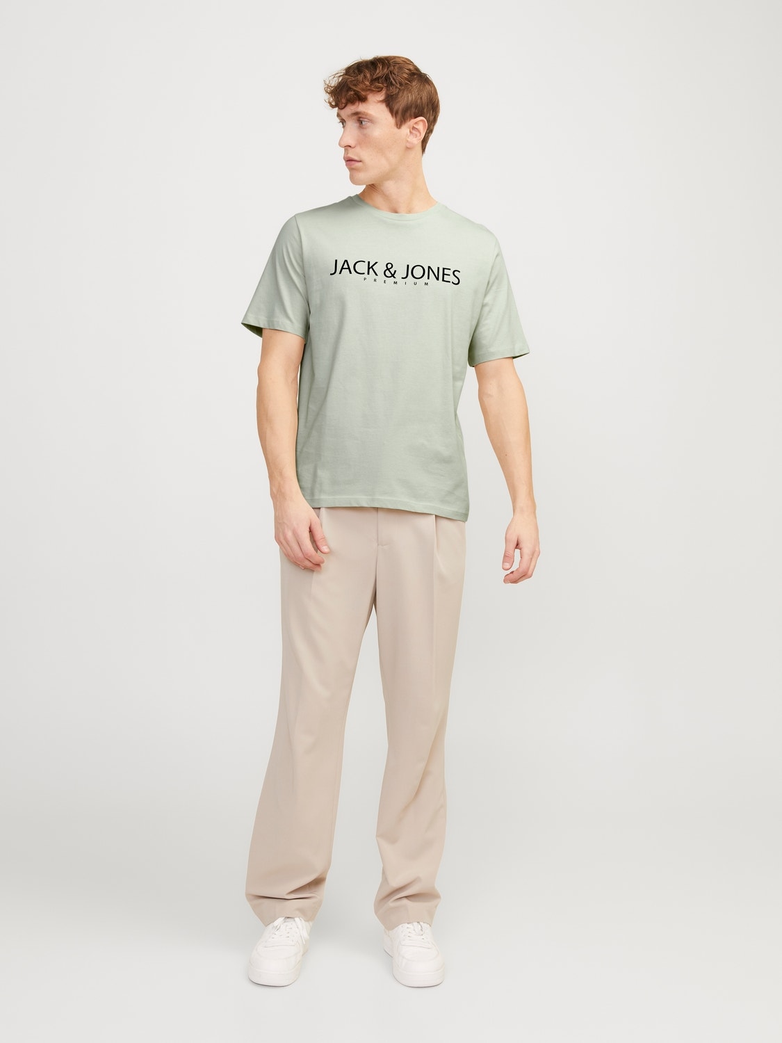 Jack & Jones Z logo Okrągły dekolt T-shirt -Green Tint - 12256971