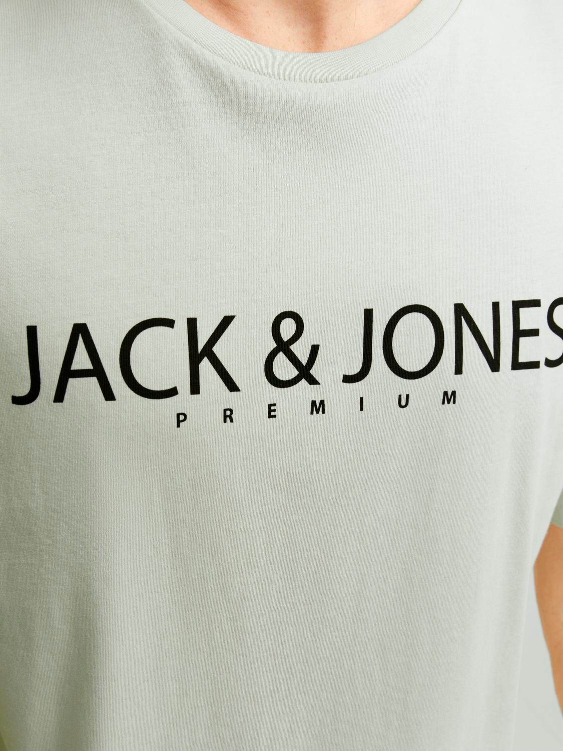 Jack & Jones Z logo Okrągły dekolt T-shirt -Green Tint - 12256971