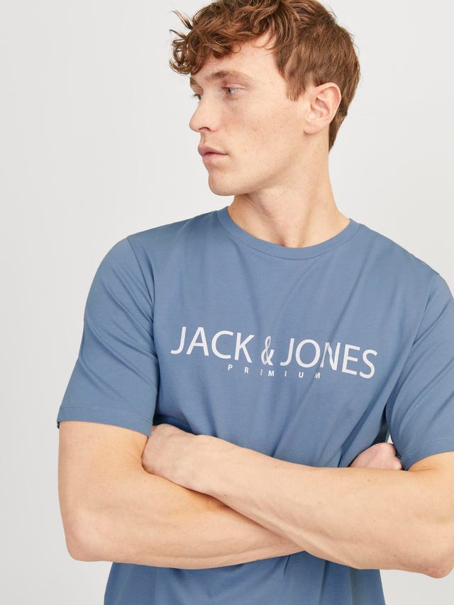 T-shirt bleu brodé Jack & Jones