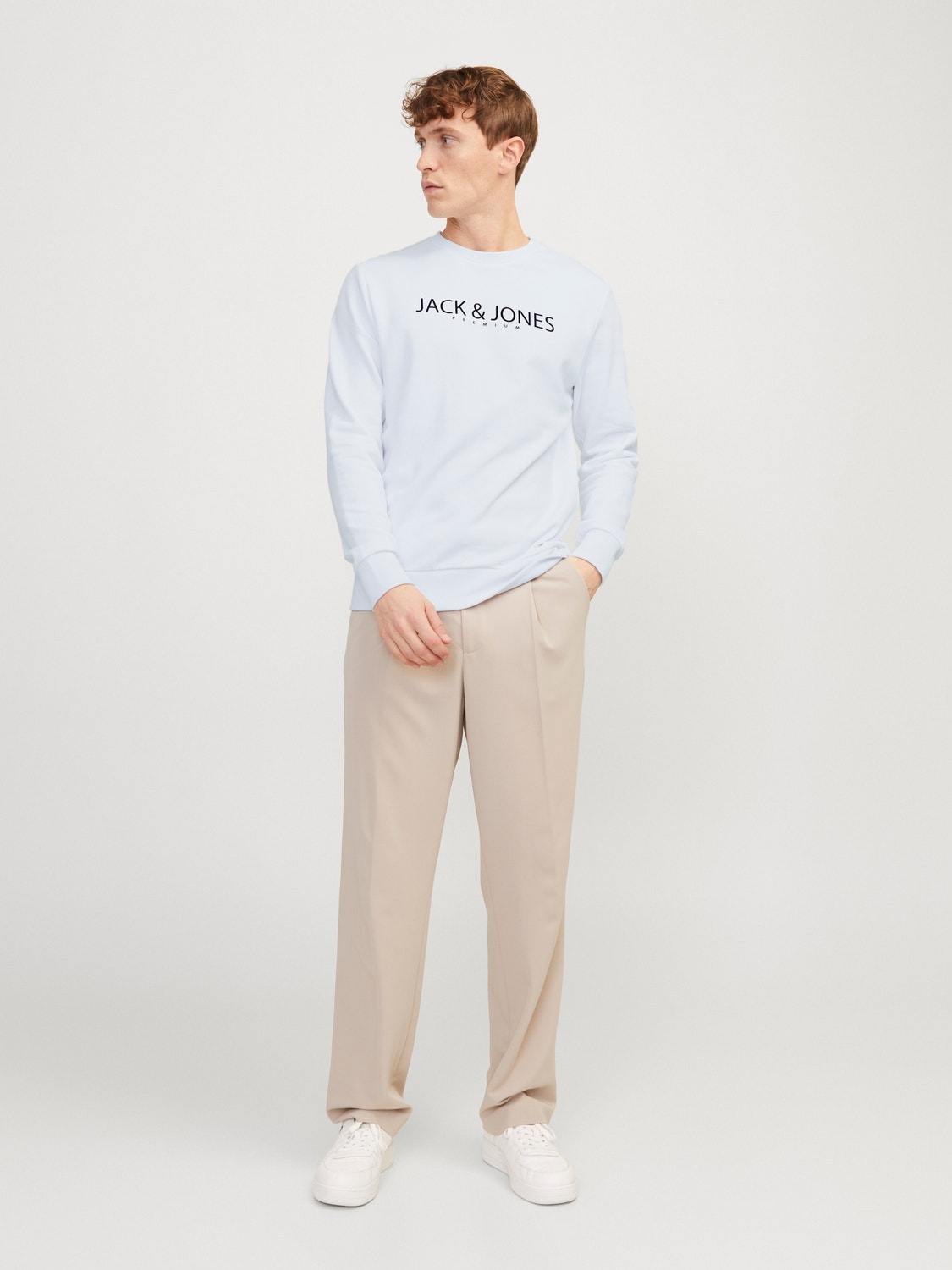 Jack & Jones Potištěný Mikina s kulatým výstřihem -Bright White - 12256972