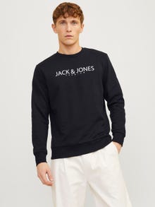 Jack & Jones Spausdintas raštas Apatinis prakaituojantis megztinis -Black Onyx - 12256972