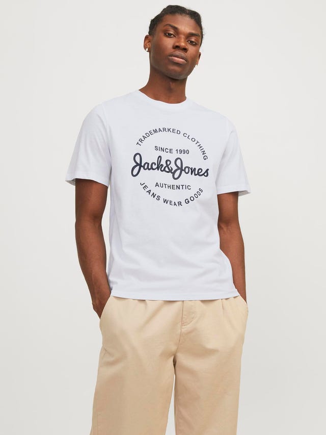 Jack & Jones 5-pakkainen Painettu Pyöreä pääntie T-paita - 12256984
