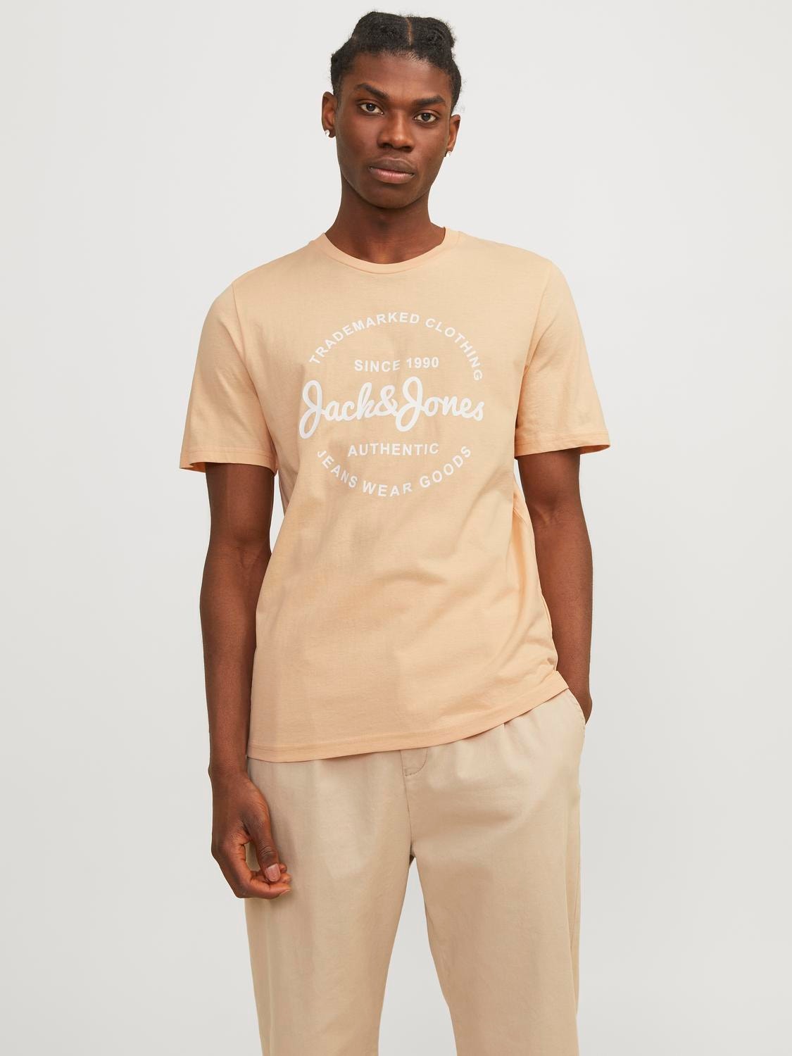 Jack & Jones 5-pak Nadruk Okrągły dekolt T-shirt -Apricot Ice - 12256984