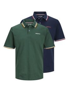 Jack & Jones 2-pakning Trykk Polo T-skjorte -Navy Blazer - 12256996