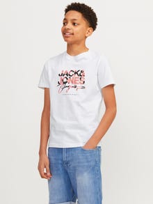 Jack & Jones Nadruk T-shirt Dla chłopców -Bright White - 12257133